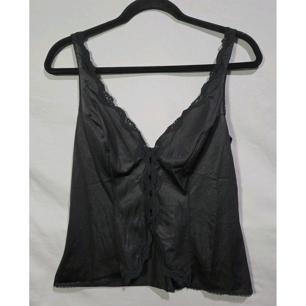 Warner's Frostings Women's Black Peekaboo Lace Trim Pullover Camisole Top Sz 36‎